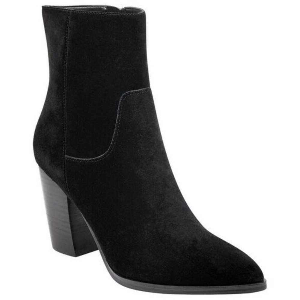 Giana Black Suede Leather Pointed Toe Booties
